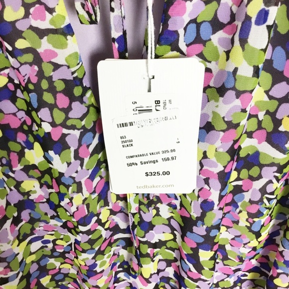 NWT TED  BAKER US Karliie Abstract Floral Confetti Dot Tiered Mini Dress 2XL 6 - Picture 5 of 11